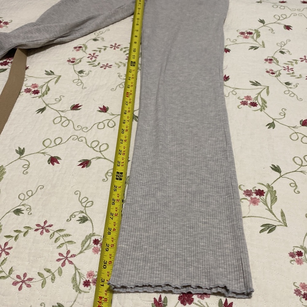 Reformation The Stone Pant Ribbed High Rise Crop Straight Leg Pull On oatmeal - Picture 10 of 11
